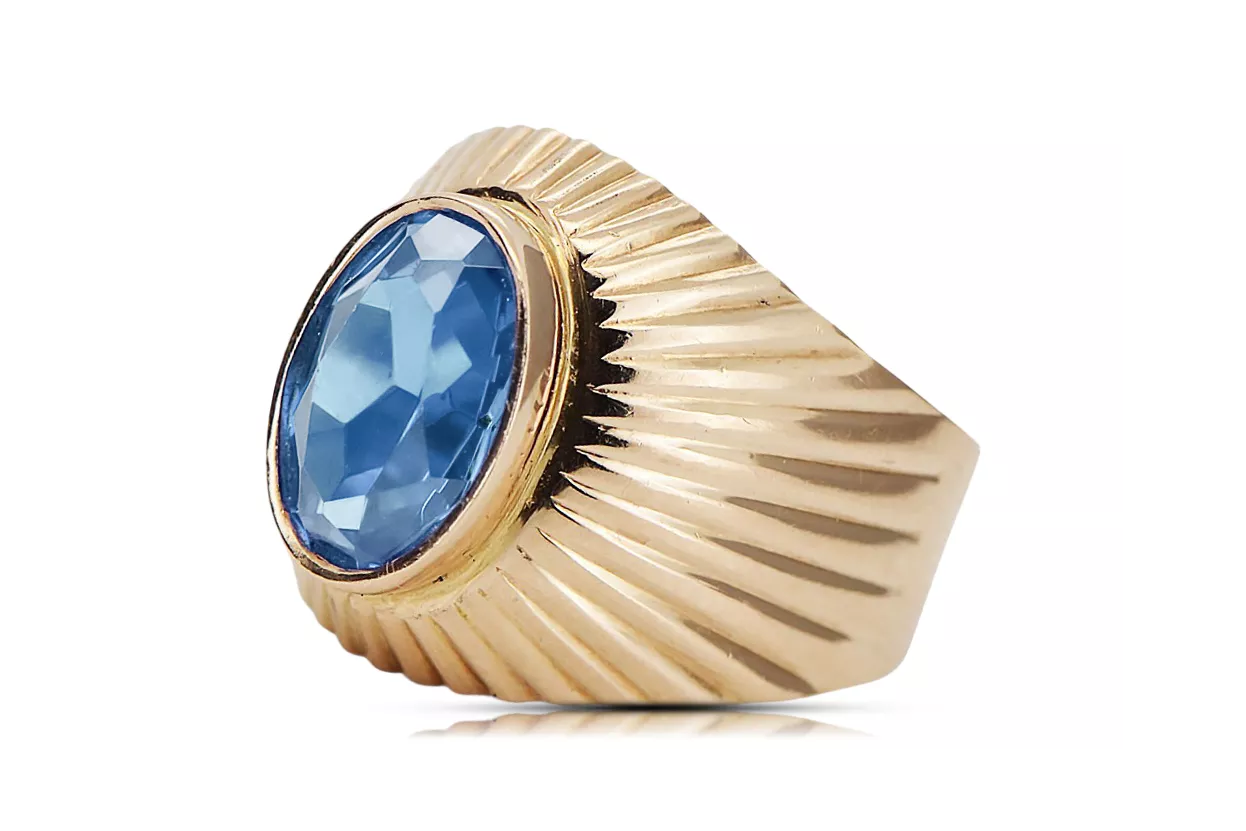 Vintage akwamarin prsten Originální vinobraní 14k produkt s růžovým zlatem VRC127R